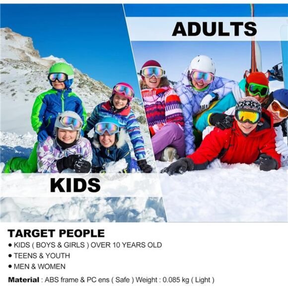 Ski Goggles,Motorcycle Goggles,3 Pack Snowboard Snow Goggles for Men Women Adult - Picture 6 of 7